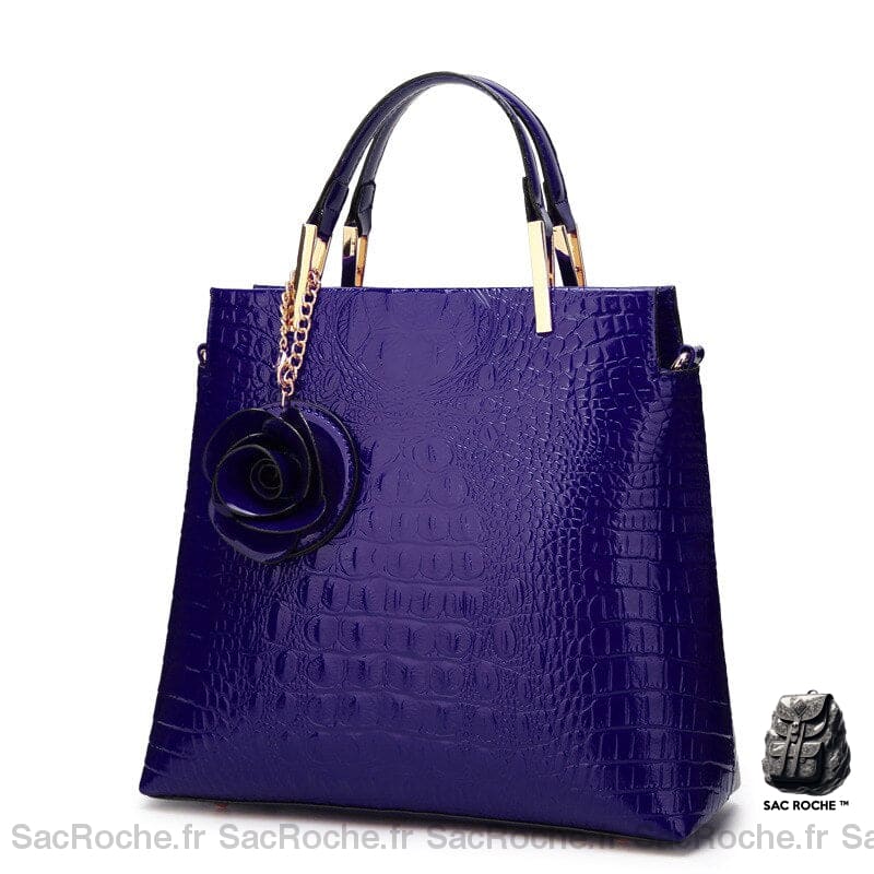 Sac Main Femme Cuir Chic Bleu / 30X26X11Cm À