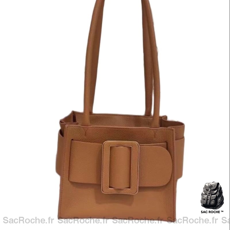 Sac Main Femme Cuir Croûte Élégant Marron / 23X18X13Cm À