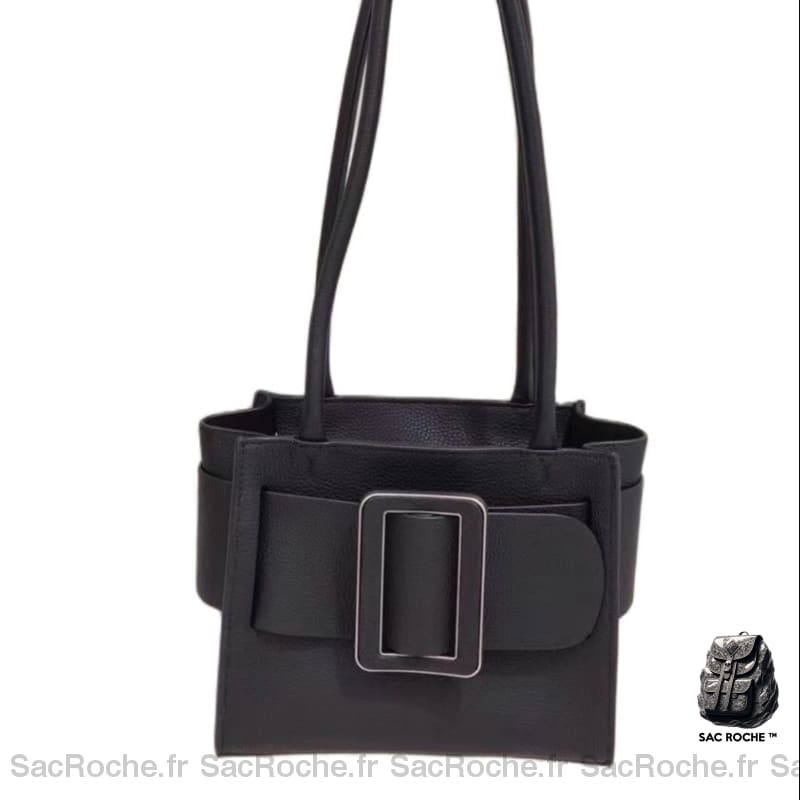 Sac Main Femme Cuir Croûte Élégant Noir / 23X18X13Cm À