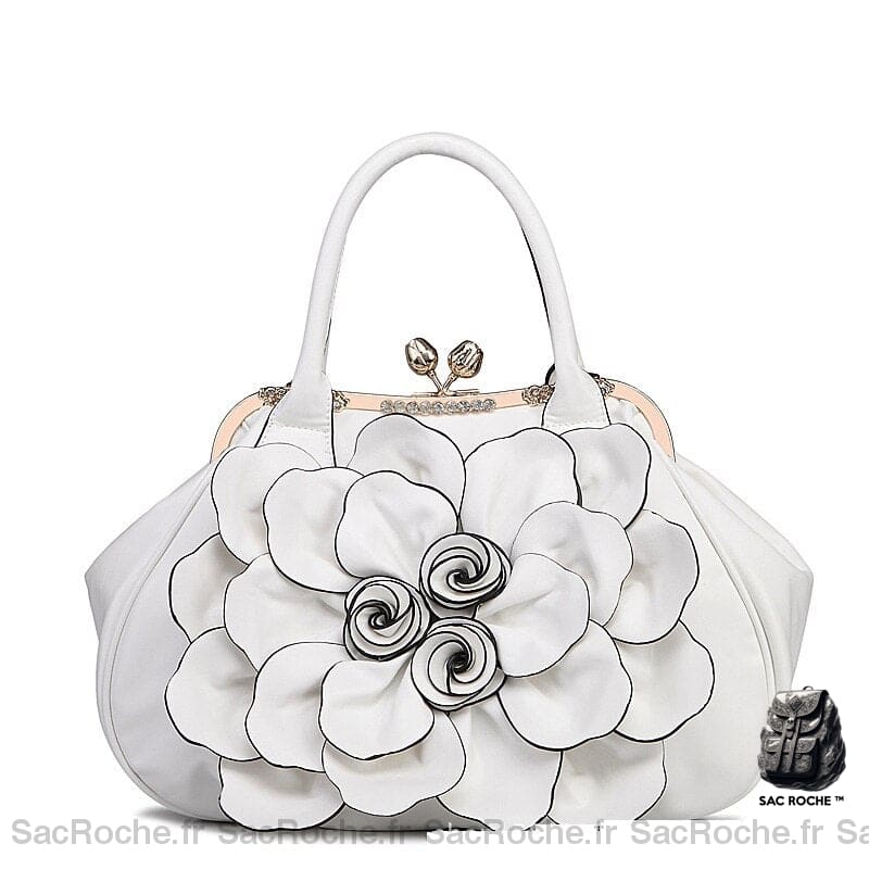 Sac Main Femme Cuir Élégant Blanc À