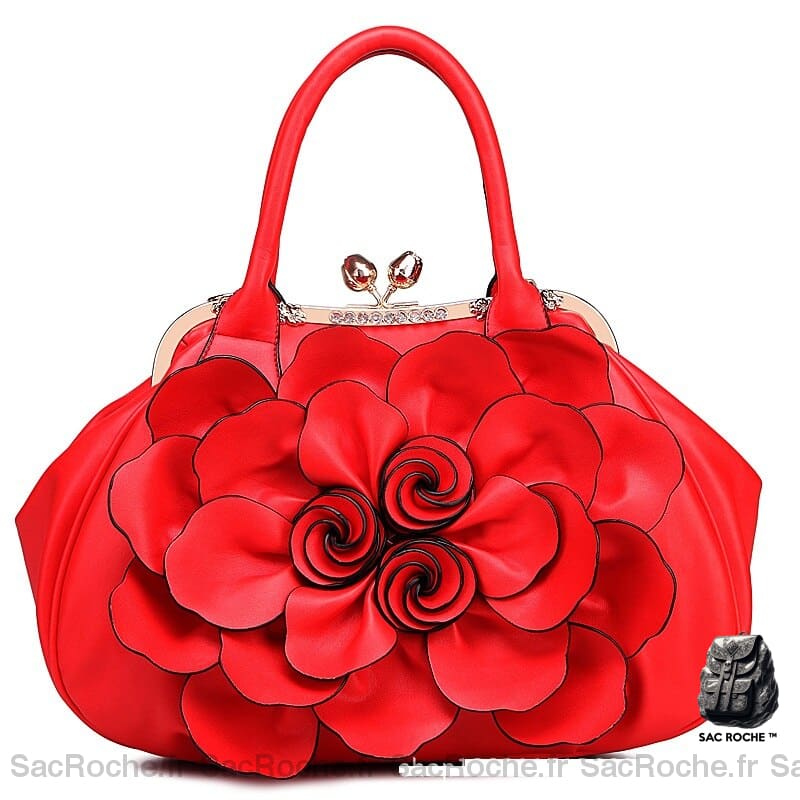 Sac Main Femme Cuir Élégant Rouge À