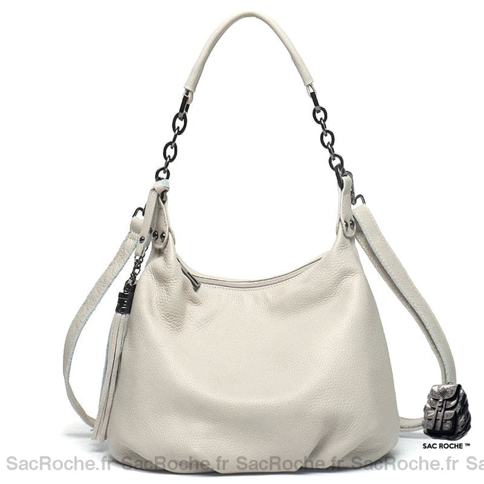 Sac Main Femme Cuir Épaule Blanc / 28X20X10Cm À