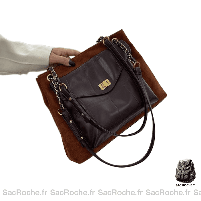 Sac Main Femme Cuir Épaule Café / 34X9X14Cm À