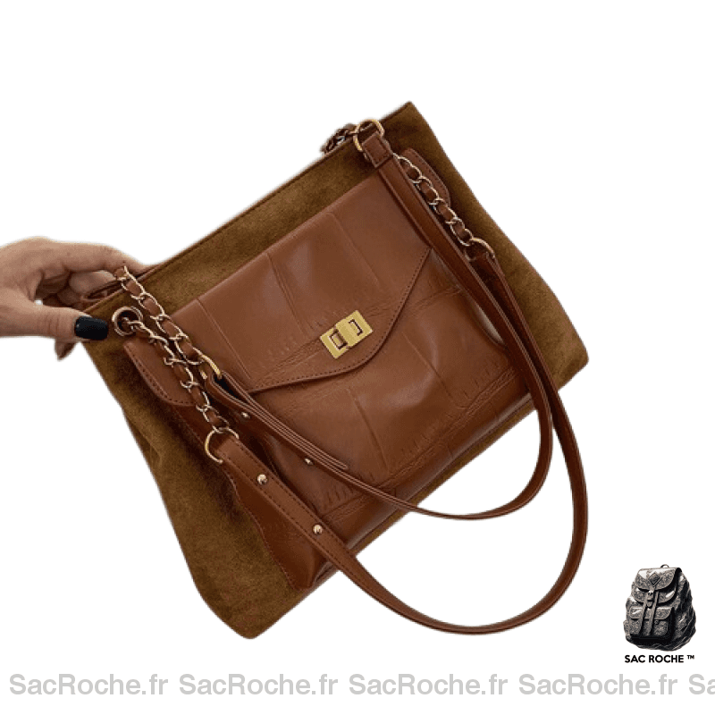 Sac Main Femme Cuir Épaule Marron / 34X9X14Cm À