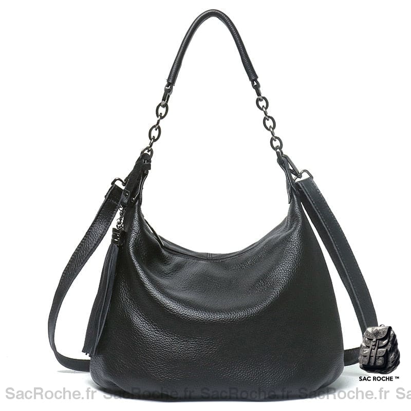 Sac Main Femme Cuir Épaule Noir / 28X20X10Cm À
