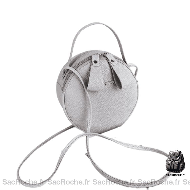 Sac Main Femme Cuir Grainé Gris / 17X7X17Cm À Main Femme