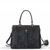 Sac Main Femme Cuir Graine Noir Bleu / 29.5X13X23Cm À