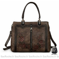 Sac Main Femme Cuir Graine Noir - modèle Café / 29.5x13x23cm - Sac Roche ™
