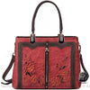 Sac Main Femme Cuir Graine Noir Rouge / 29.5X13X23Cm À