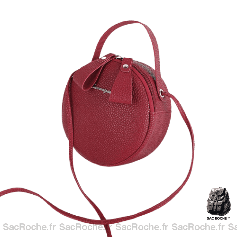 Sac Main Femme Cuir Grainé Rouge / 17X7X17Cm À Main Femme