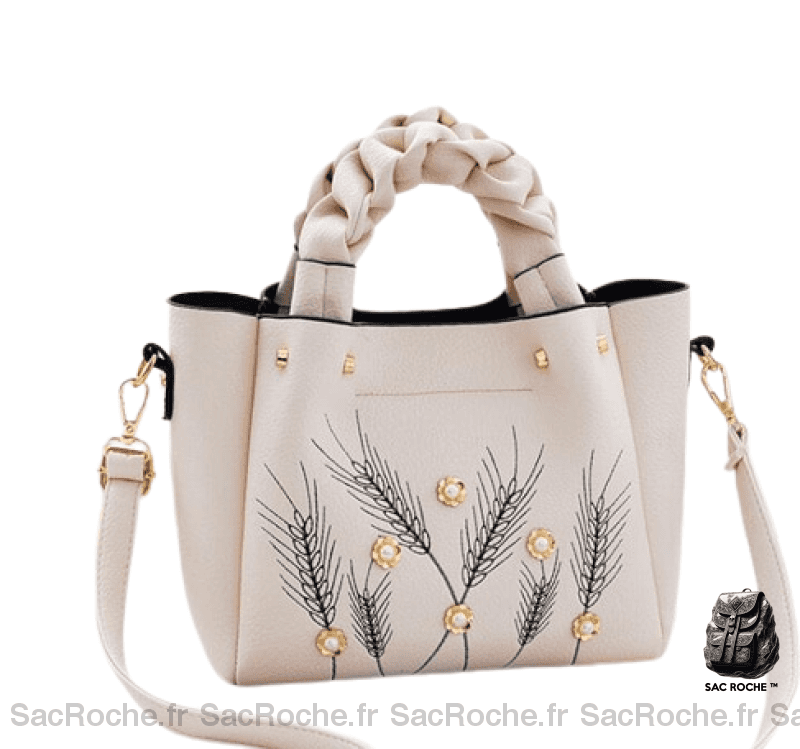 Sac Main Femme Cuir Luxe Beige / 22X20X12Cm À