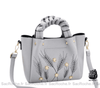 Sac Main Femme Cuir Luxe Gris / 22X20X12Cm À