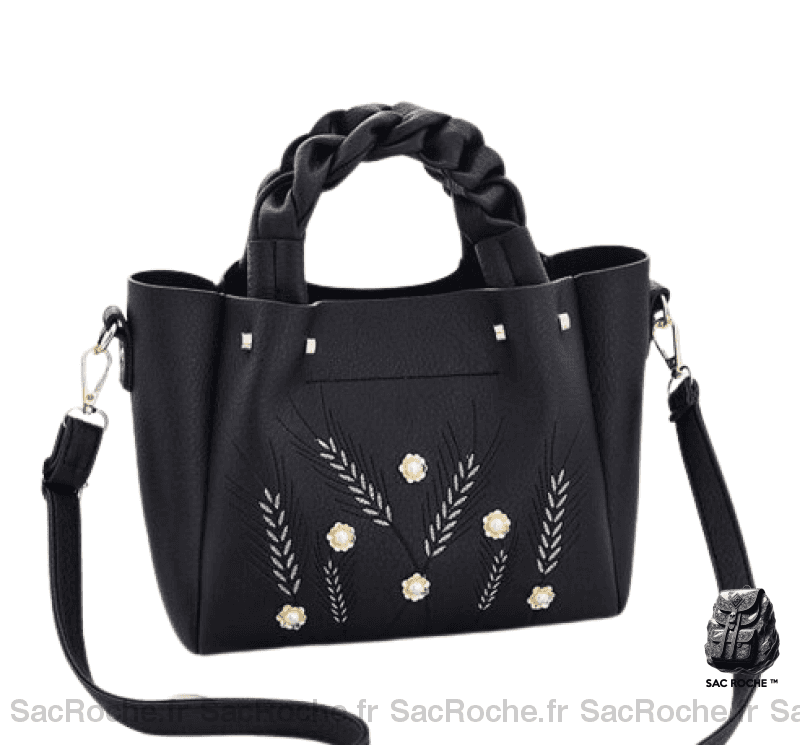 Sac Main Femme Cuir Luxe Noir / 22X20X12Cm À