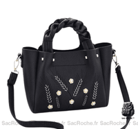 Sac Main Femme Cuir Luxe - modèle Noir / 22x20x12cm - Sac Roche ™
