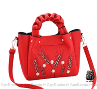 Sac Main Femme Cuir Luxe - modèle Rouge / 22x20x12cm - Sac Roche ™