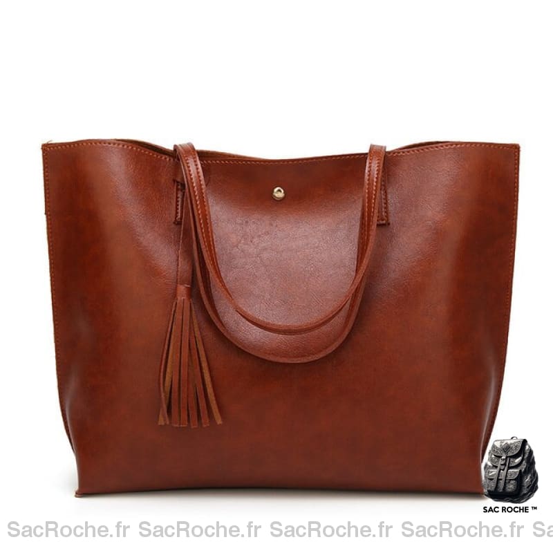 Sac Main Femme Cuir Marron À