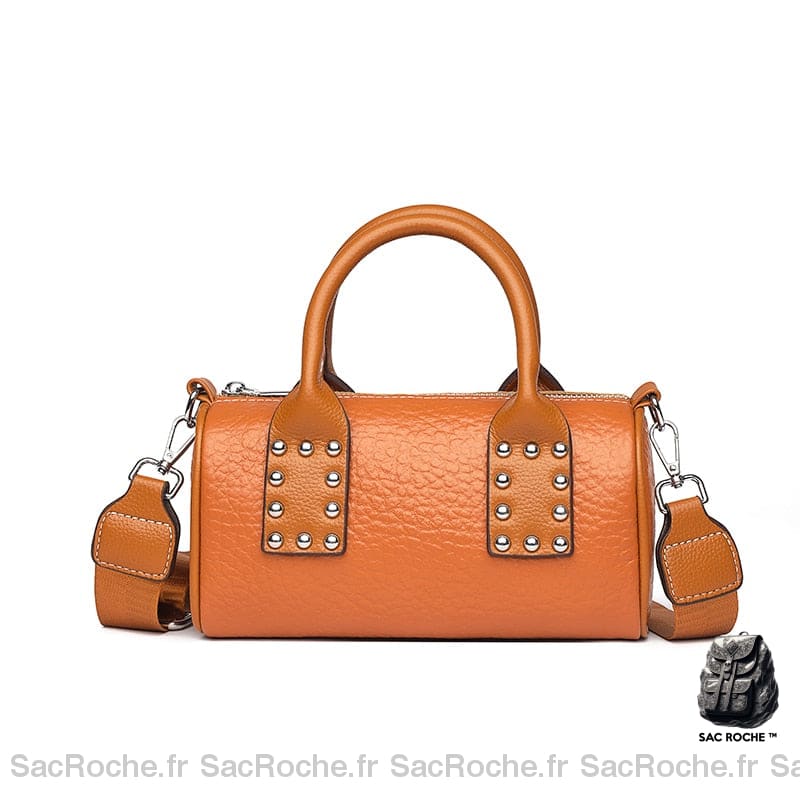 Sac Main Femme Cuir Mini Marron / 22.5X12X10.5Cm À