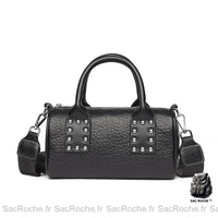 Sac Main Femme Cuir Mini - modèle Noir / 22.5x12x10.5cm - Sac Roche ™