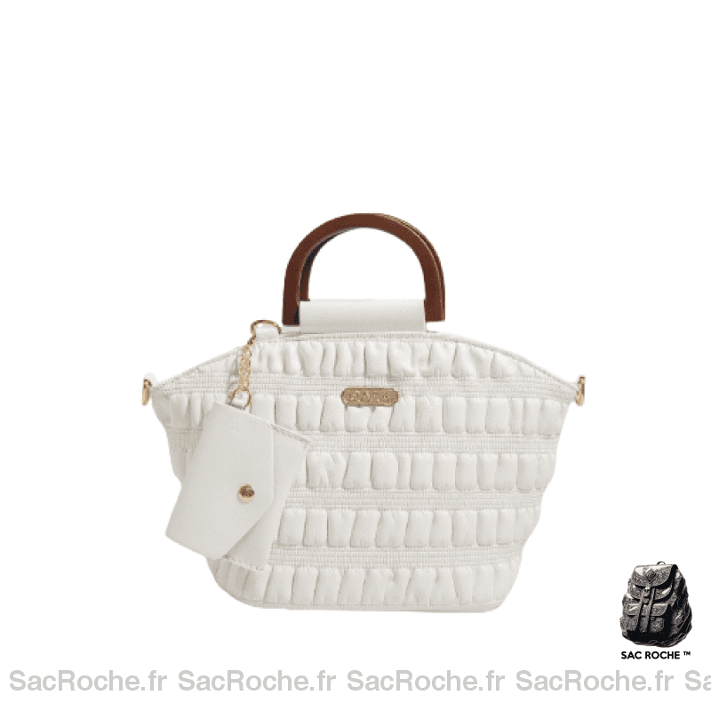 Sac Main Femme Cuir Moderne Blanc / 32X11X20Cm À