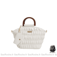 Sac Main Femme Cuir Moderne - modèle Blanc / 32x11x20cm - Sac Roche ™