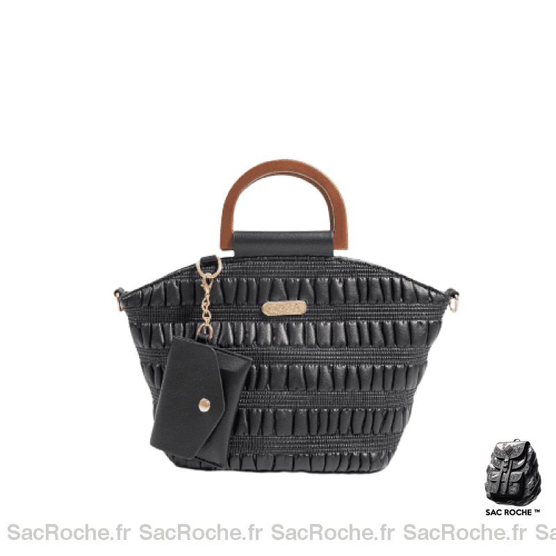 Sac Main Femme Cuir Moderne Noir / 32X11X20Cm À