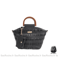 Sac Main Femme Cuir Moderne - modèle Noir / 32x11x20cm - Sac Roche ™