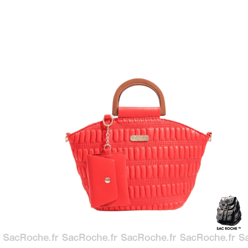 Sac Main Femme Cuir Moderne Rouge / 32X11X20Cm À