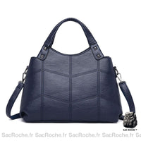 Sac Main Femme Cuir Multi Compartiments Spacieux - modèle Bleu - Sac Roche ™