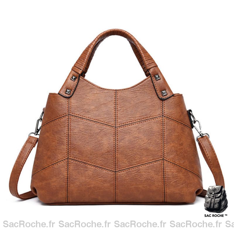 Sac Main Femme Cuir Multi Compartiments Spacieux Marron Sac À Main Femme