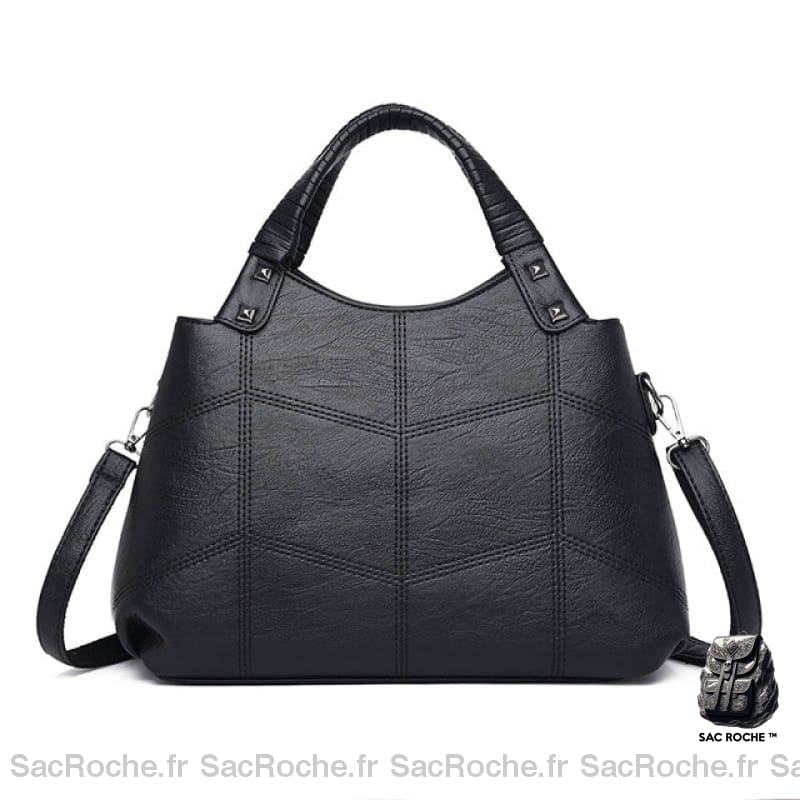 Sac Main Femme Cuir Multi Compartiments Spacieux Noir Sac À Main Femme