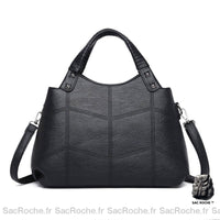 Sac Main Femme Cuir Multi Compartiments Spacieux - modèle Noir - Sac Roche ™