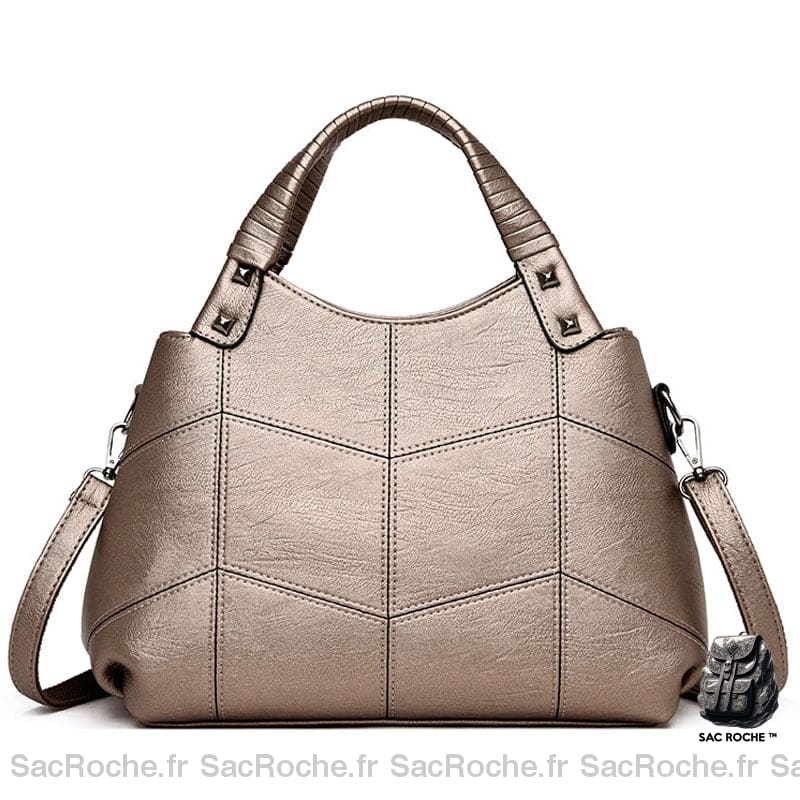 Sac Main Femme Cuir Multi Compartiments Spacieux Or Sac À Main Femme