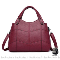 Sac Main Femme Cuir Multi Compartiments Spacieux - modèle Rouge - Sac Roche ™