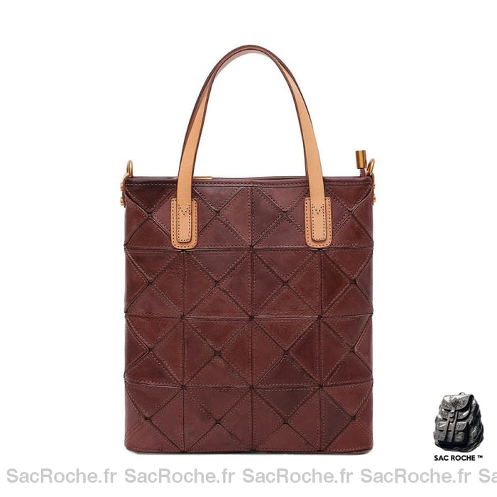 Sac Main Femme Cuir Naturel Bordeaux / 17X5X19Cm À