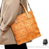 Sac Main Femme Cuir Naturel - modèle Jaune / 17x5x19cm - Sac Roche ™