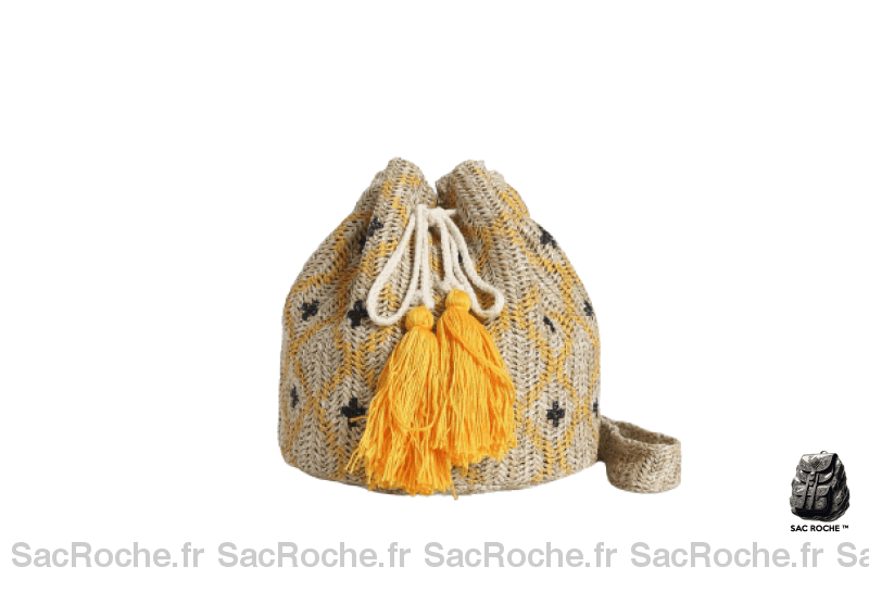 Sac Main Femme Cuir Naturel Jaune / 22X24X18Cm À