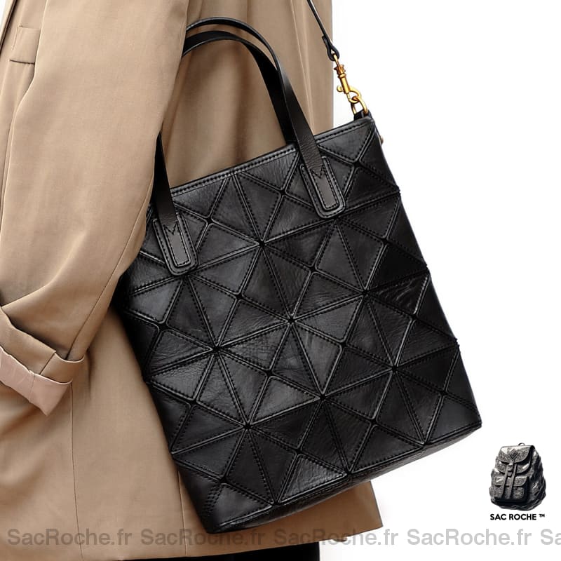 Sac Main Femme Cuir Naturel Noir / 17X5X19Cm À