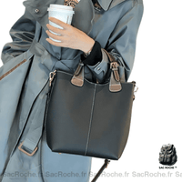 Sac Main Femme Cuir Noir - Sac Roche ™
