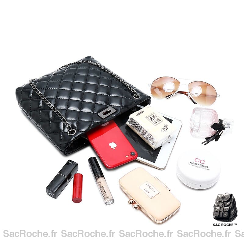 Sac Main Femme Cuir Noir À