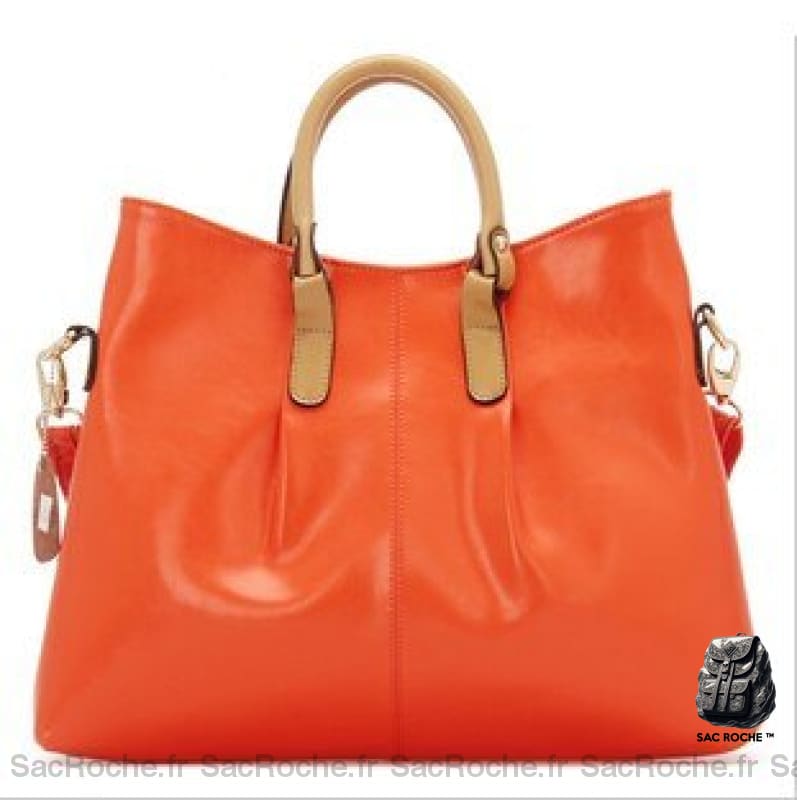 Sac Main Femme Cuir Orange Orange À Main Femme