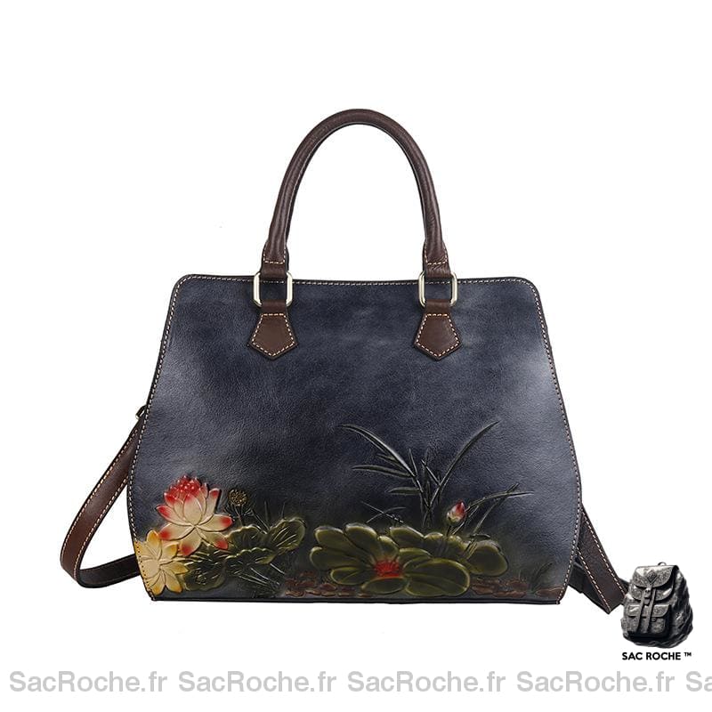 Sac Main Femme Cuir Original Bleu À