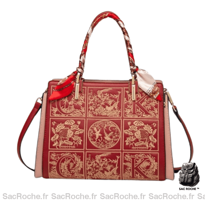 Sac Main Femme Cuir Rouge À