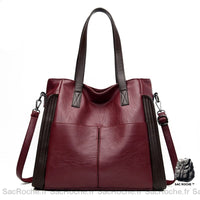 Sac Main Femme Cuir Rouge Burgundy Bordeaux / 33X14X30Cm À