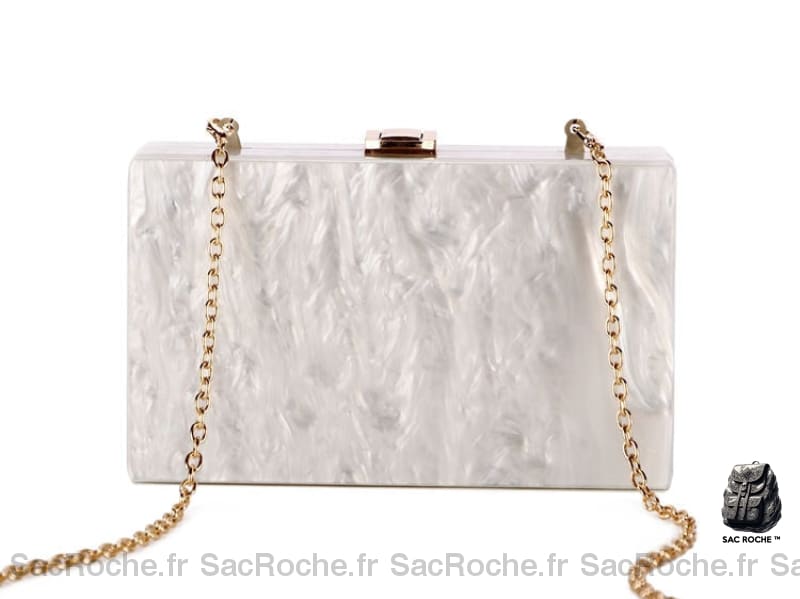 Sac Main Femme Cuir Solide Blanc À