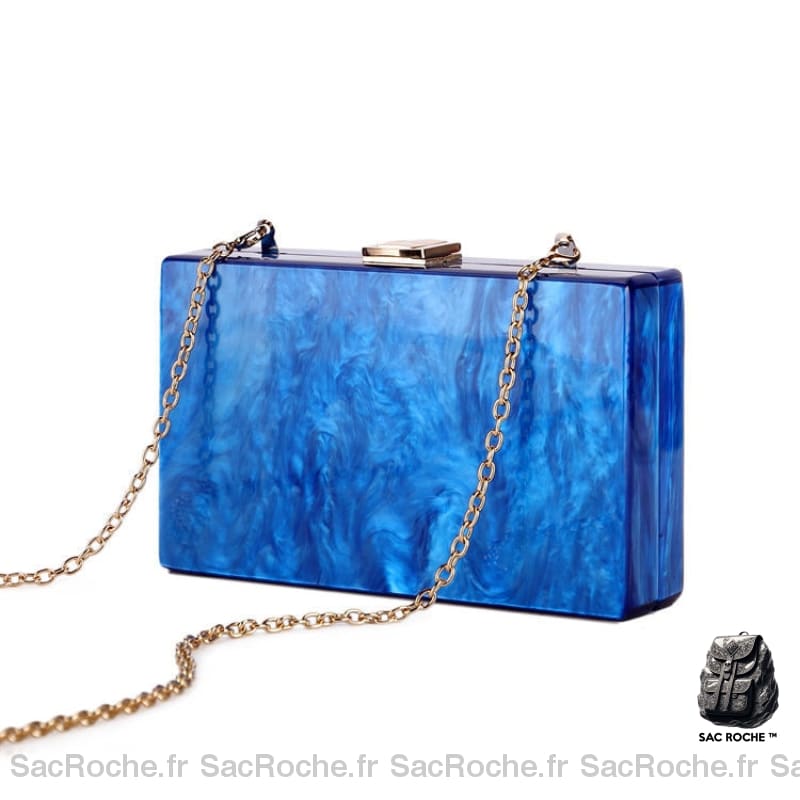 Sac Main Femme Cuir Solide Bleu À