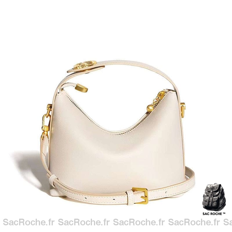 Sac Main Femme Cuir Souple Blanc / 18X12X16Cm À