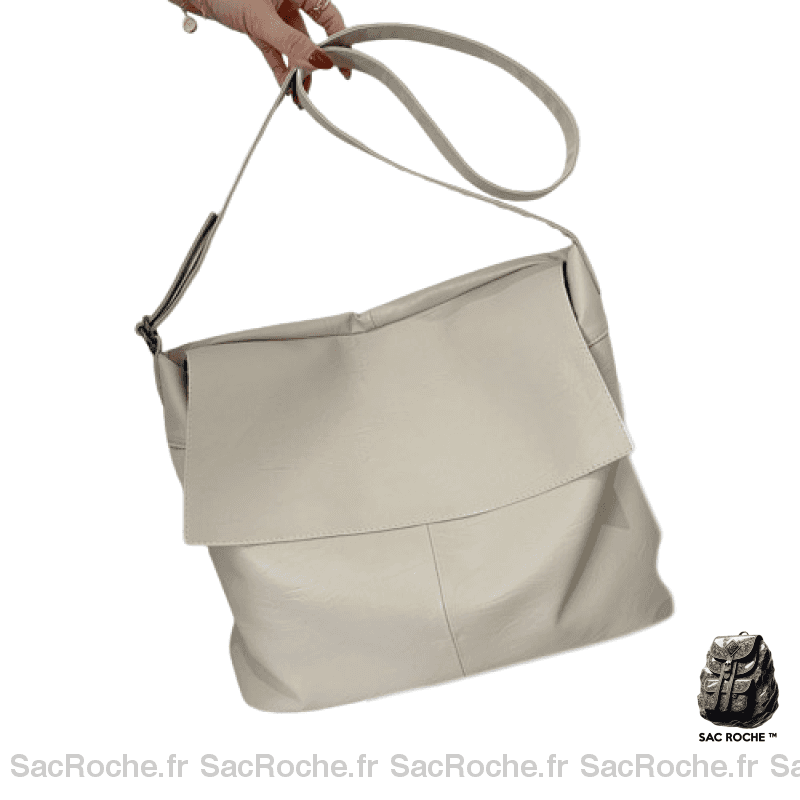 Sac Main Femme Cuir Souple Blanc Cassé À