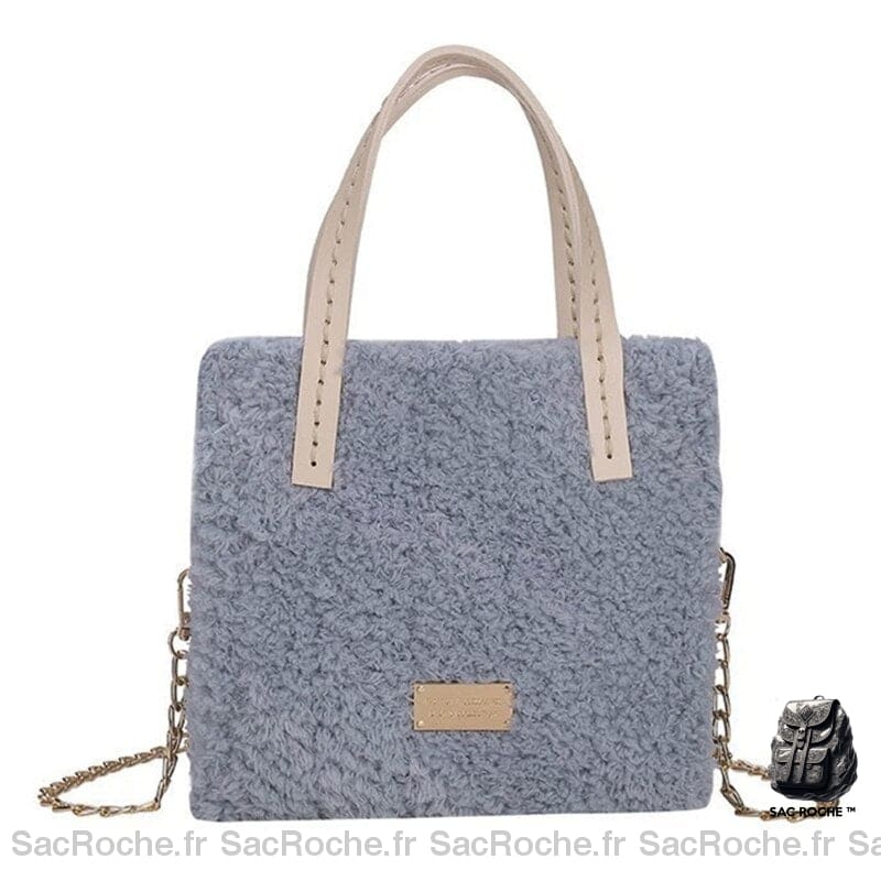 Sac Main Femme Cuir Souple Gris / 19X18X6Cm À