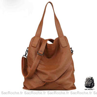 Sac Main Femme Cuir Souple - modèle Marron / 37 x 18 x 40cm - Sac Roche ™