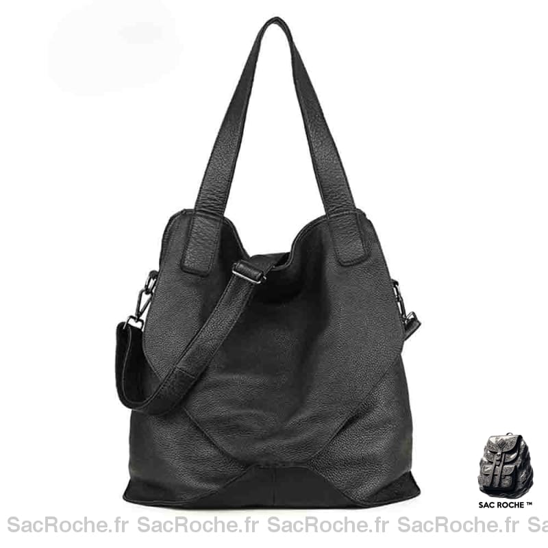 Sac Main Femme Cuir Souple Noir / 37 X 18 40Cm À